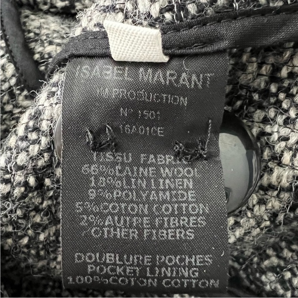 Isabel Marant Etoile Wool Blend Frayed Boucle Tweed Jacket Blazer Size 42 - Picture 13 of 13